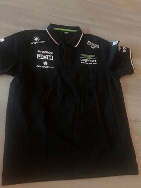 Boss Black Polo Shirt with Green and Orange Trim size L ,new without tags